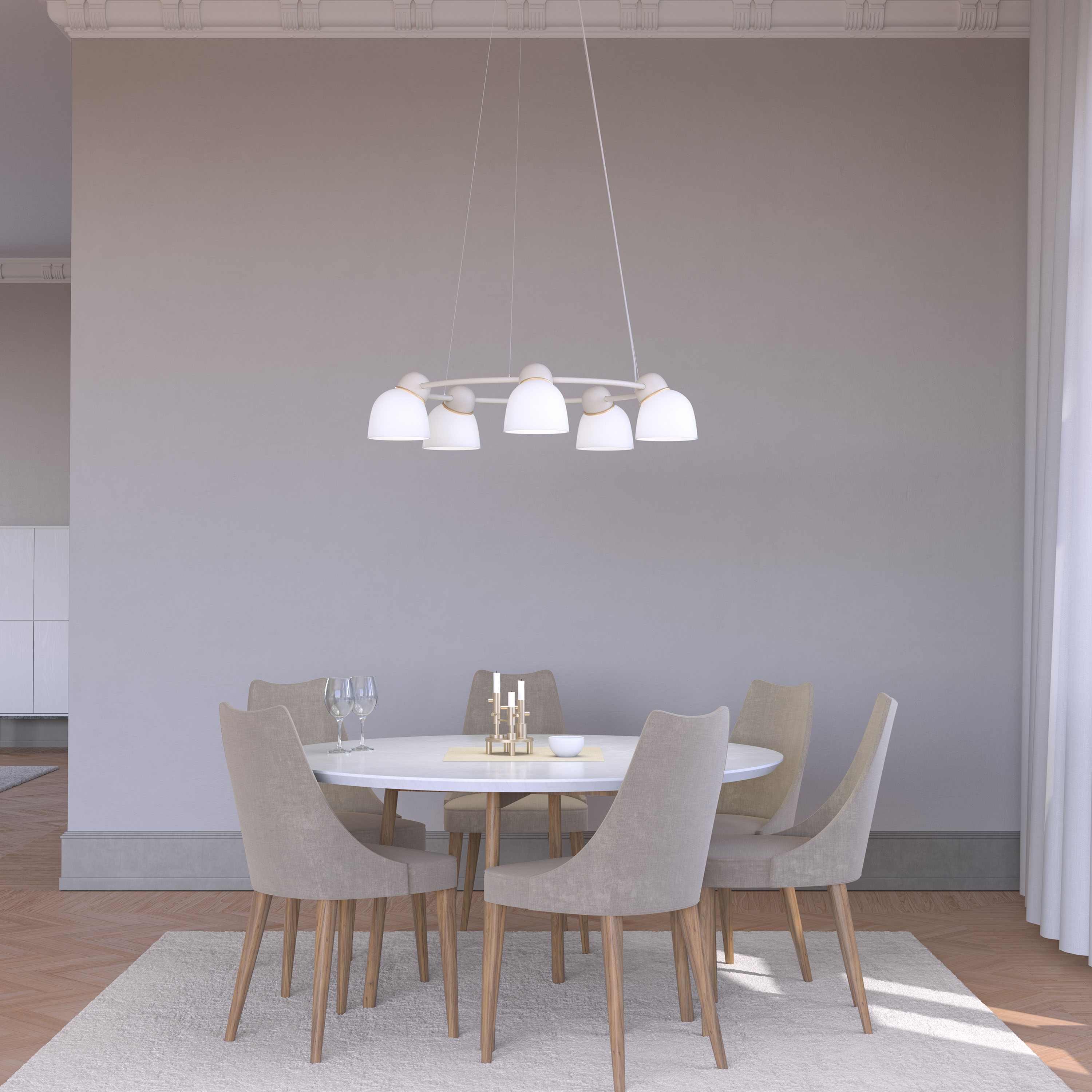 Belid Bird Taklampe Sand/Messing Opal Ø95