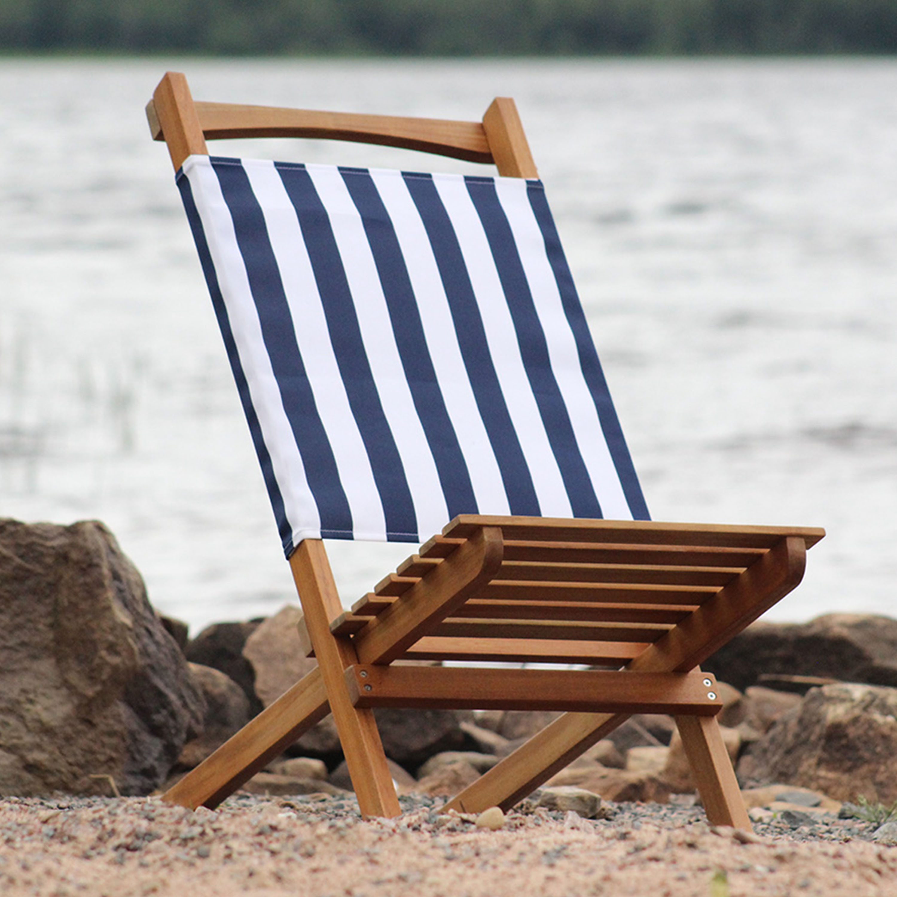 Hillerstorp Mölle Solstol Blå/Hvit 71cm