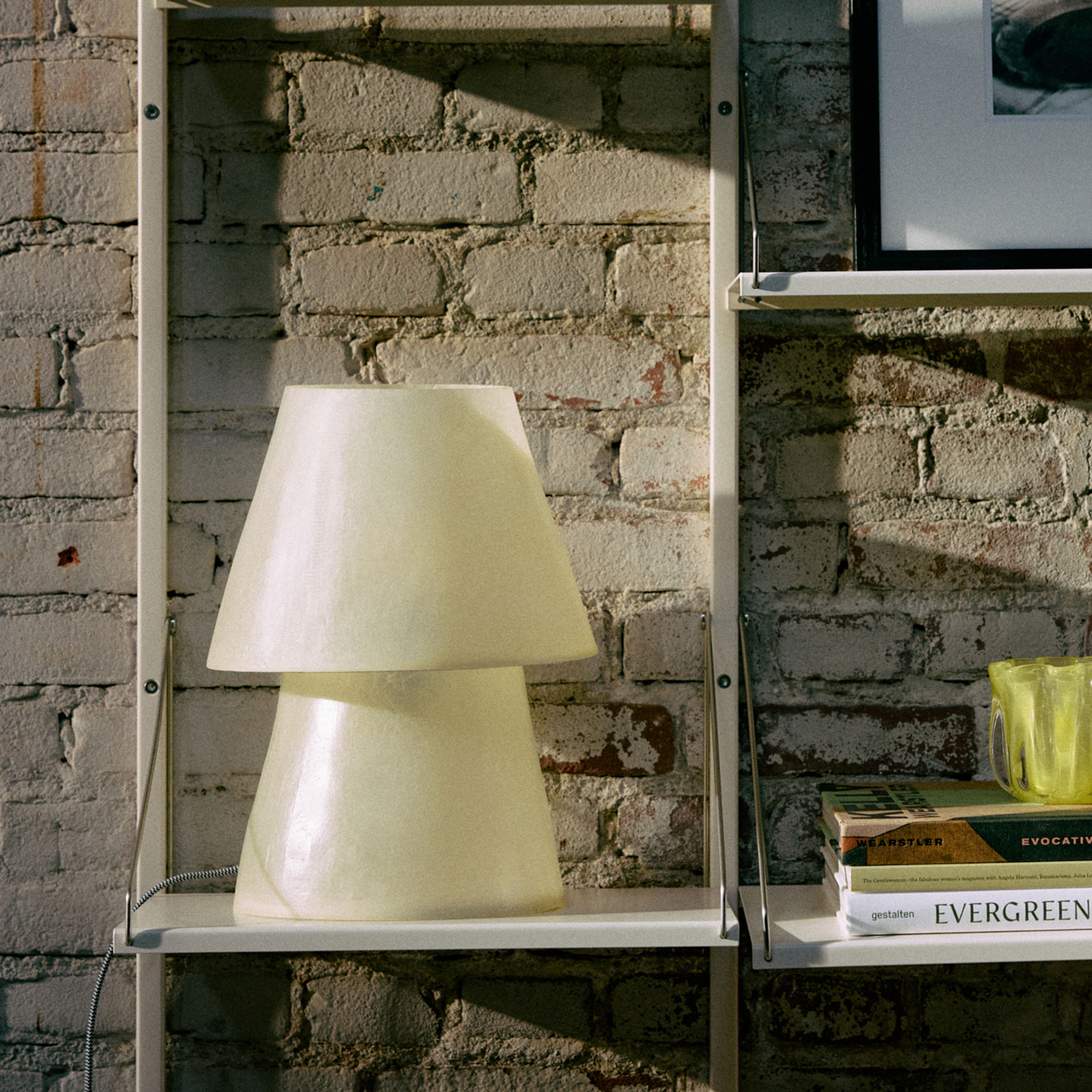 HKliving Glassfiber Pöytävalaisin Off White 35 cm