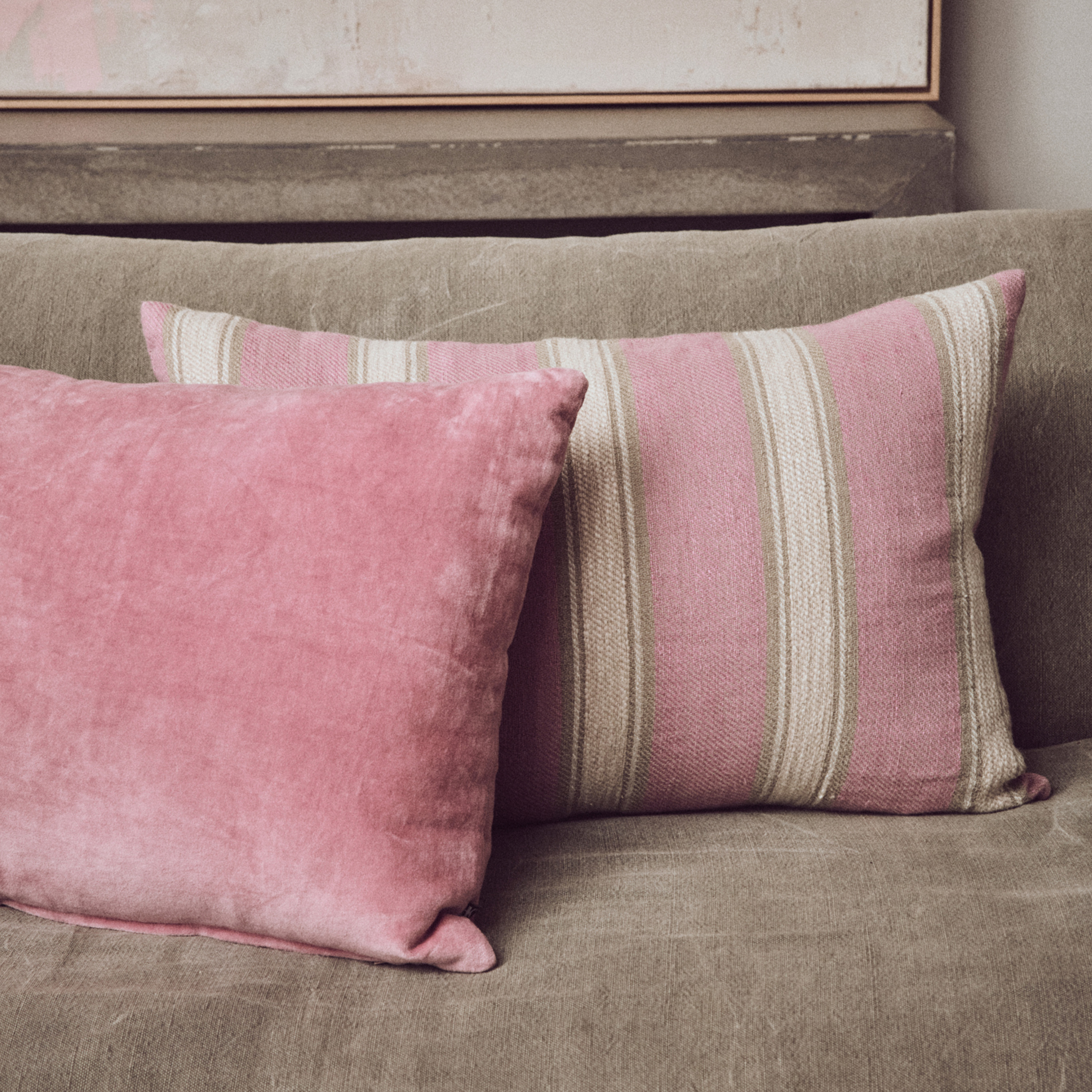 HKliving Woven Dekorativ pute Striped Blush 60x40