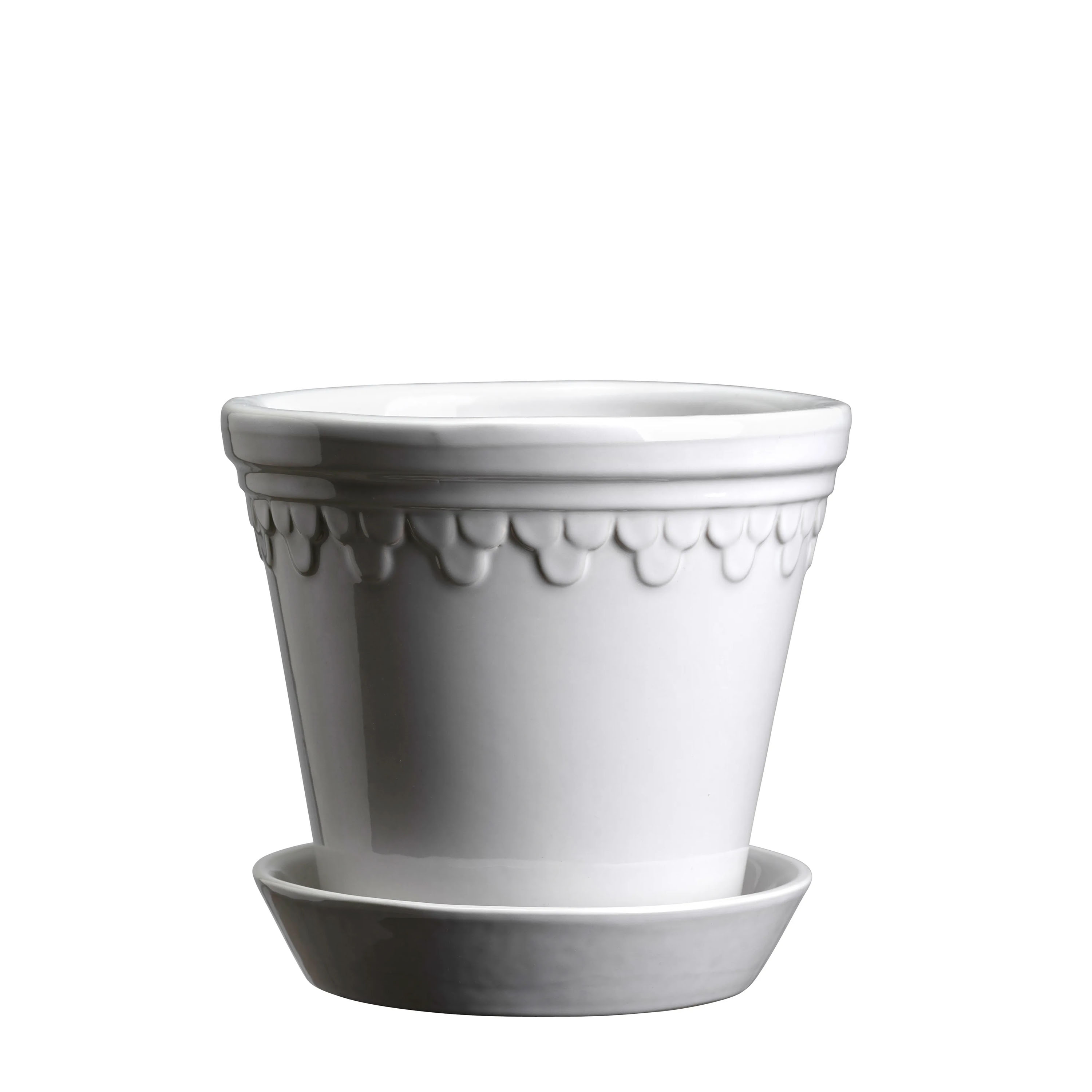 Københavner Kruka med fat Glazed Mineral White Ø16